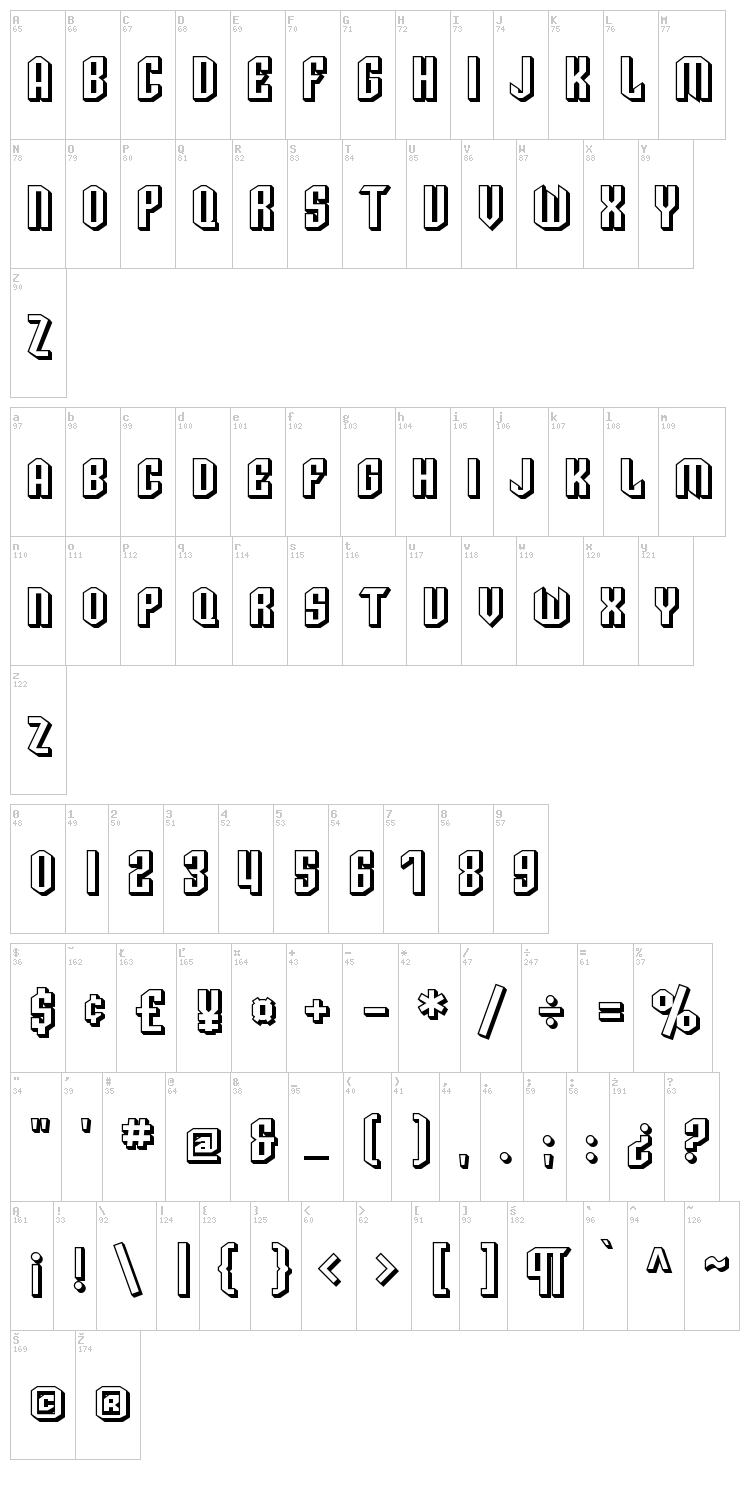 SF Archery Black font map